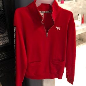 Pink red half zip sweatshirt XS